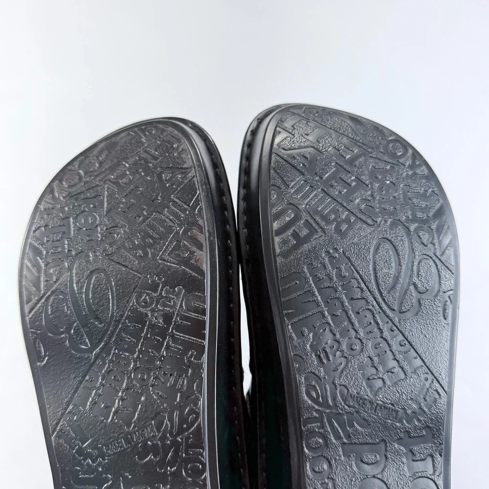 Spring Step Firefly Clog Womens 41/9.5-10 Black Leather Ribbed Slip On Lagenlook